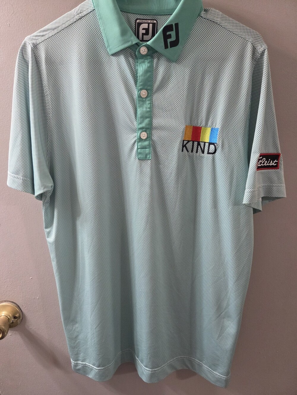 FootJoy Tour Issued Mint Green Performance Polo with KIND And Titleist Logo Sz S